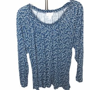 Jaclyn Smith Scoopneck Blue White Blouse